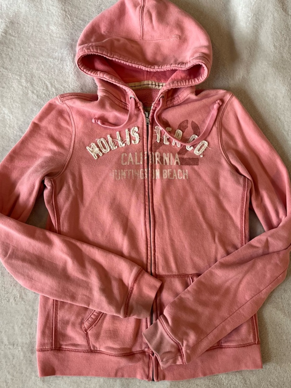 Y2K Hollister Pink Zip-Up Hoodie with California Graphic